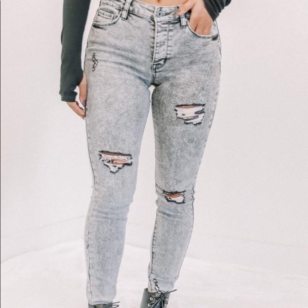Gray Distressed Jeans